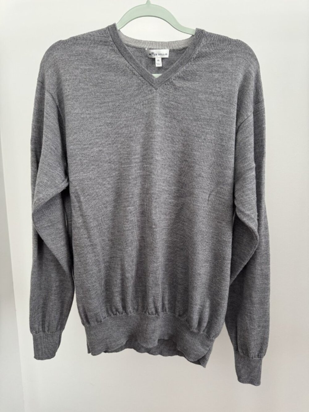 Peter Millar V-Neck Sweater Men's XL Merino Wool Silk Blend Gray Knit